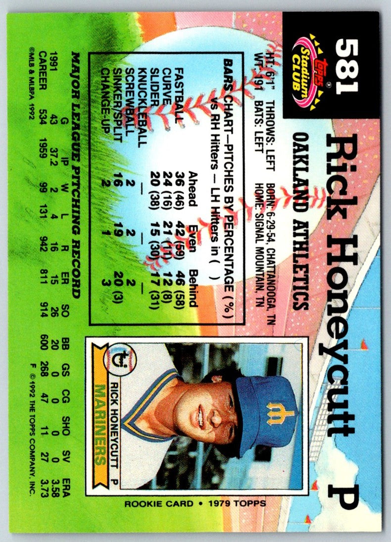 1992 Stadium Club Rick Honeycutt