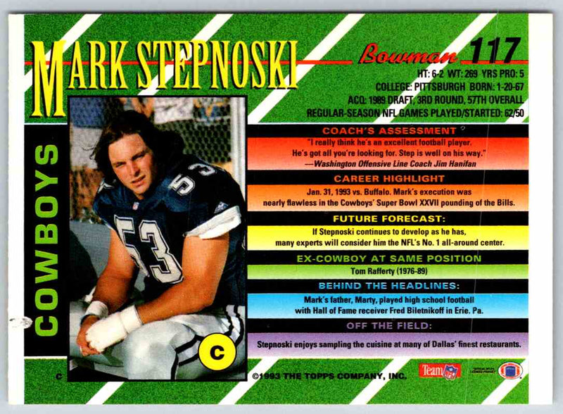 1993 Bowman Football Mark Stepnoski