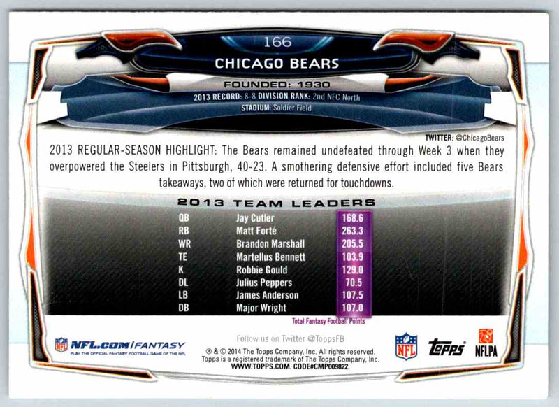 2014 Topps Chicago Bears