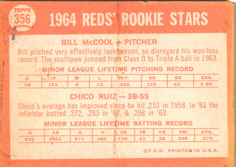 2013 Topps Reds 1964 Rookie Stars - McCool /Ruiz