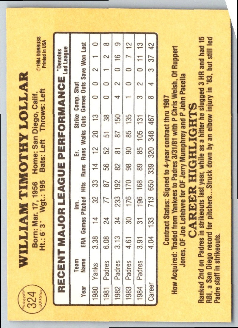 1985 Donruss Tim Lollar