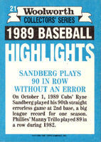 1990 Topps Woolworth Baseball Highlights Ryne Sandberg #21