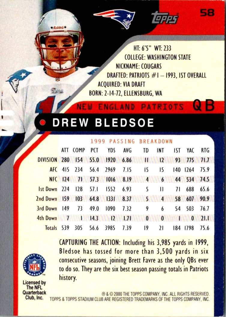 2000 Stadium Club Drew Bledsoe