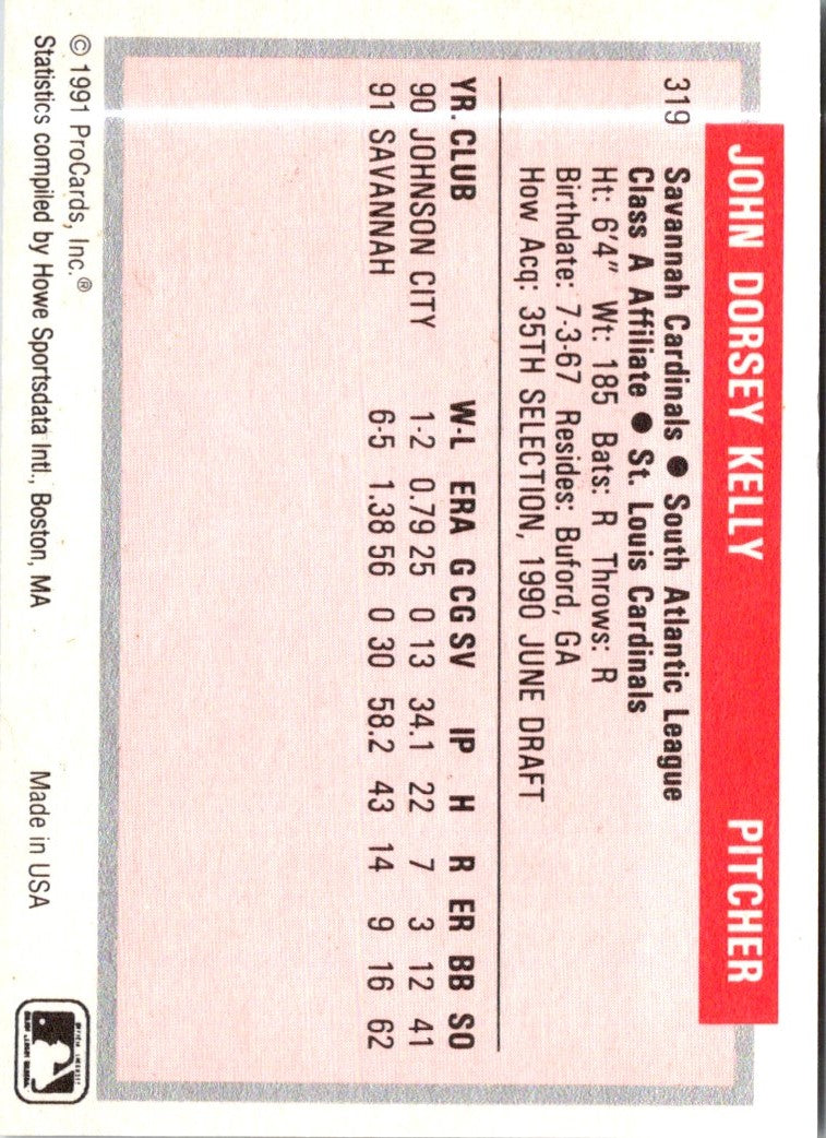 1991 ProCards Tomorrow's Heroes John Kelly