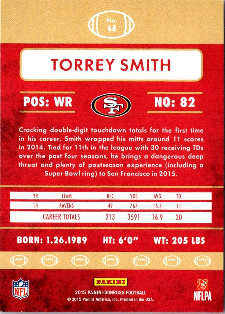 2015 Donruss #65 Torrey Smith San Francisco 49ers ~A1L