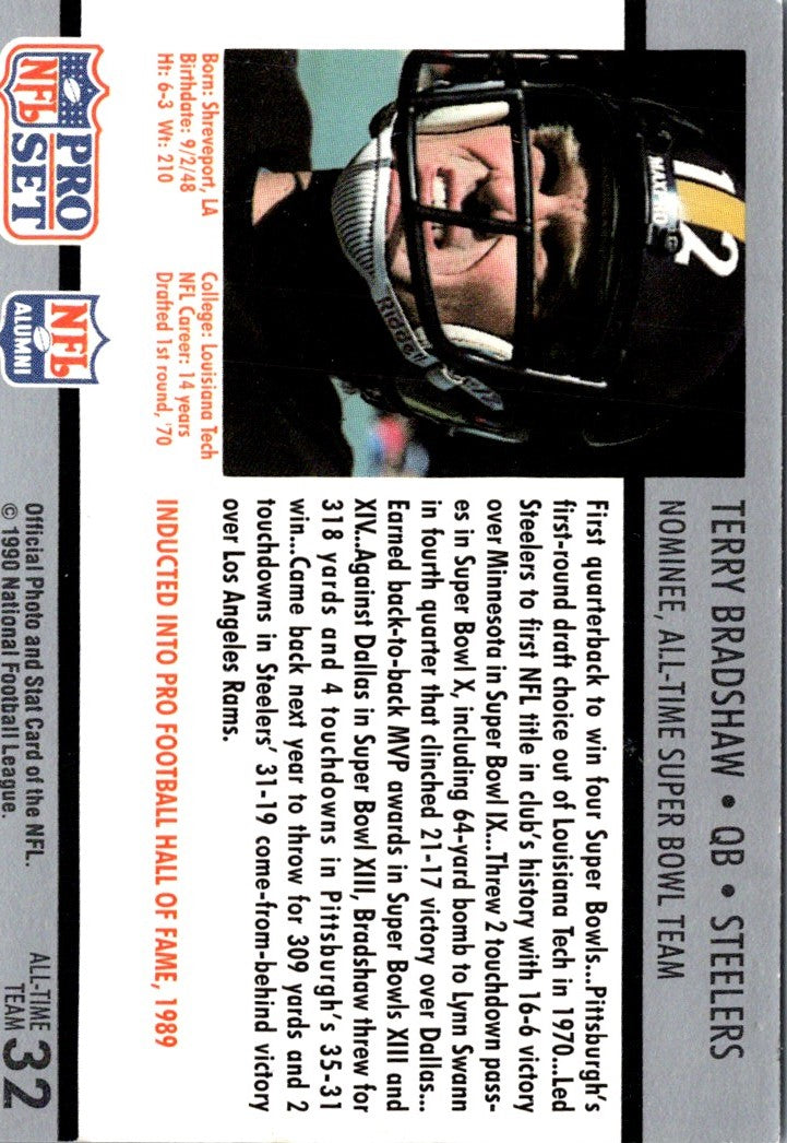 1990 Pro Set Super Bowl 160 Terry Bradshaw