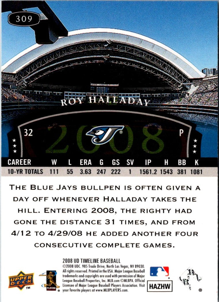 2008 Upper Deck Timeline Roy Halladay