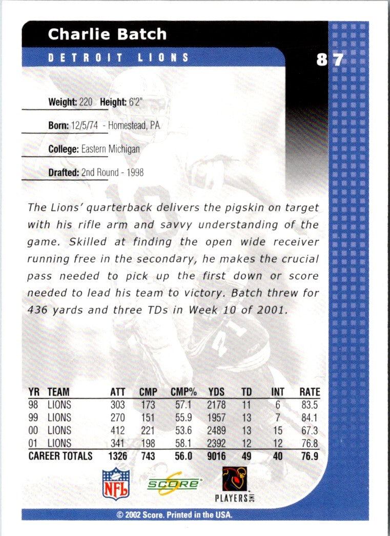 2002 Score Charlie Batch