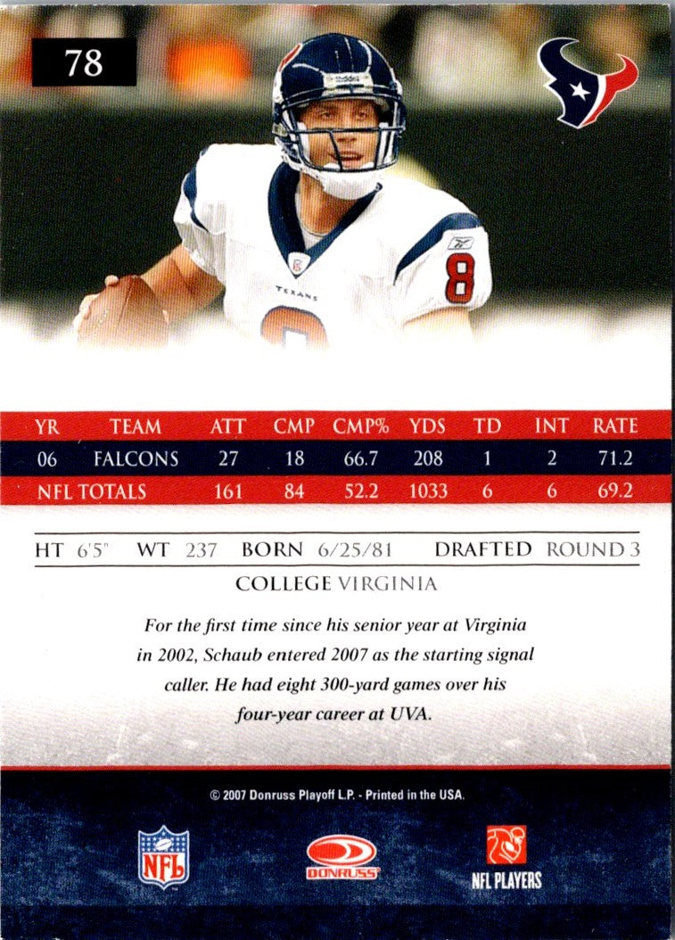 2007 Donruss Gridiron Gear Matt Schaub