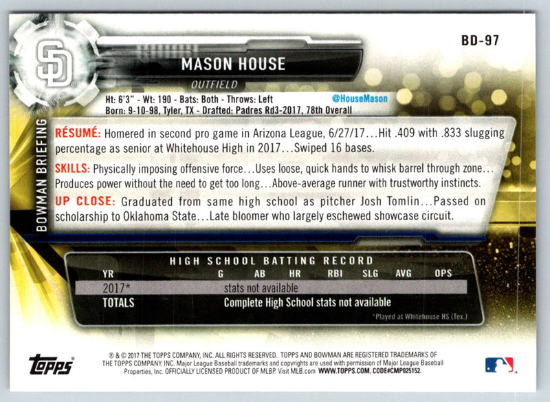 2017 Bowman Draft Mason House