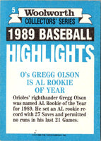 1990 Topps Woolworth Baseball Highlights Gregg Olson #5