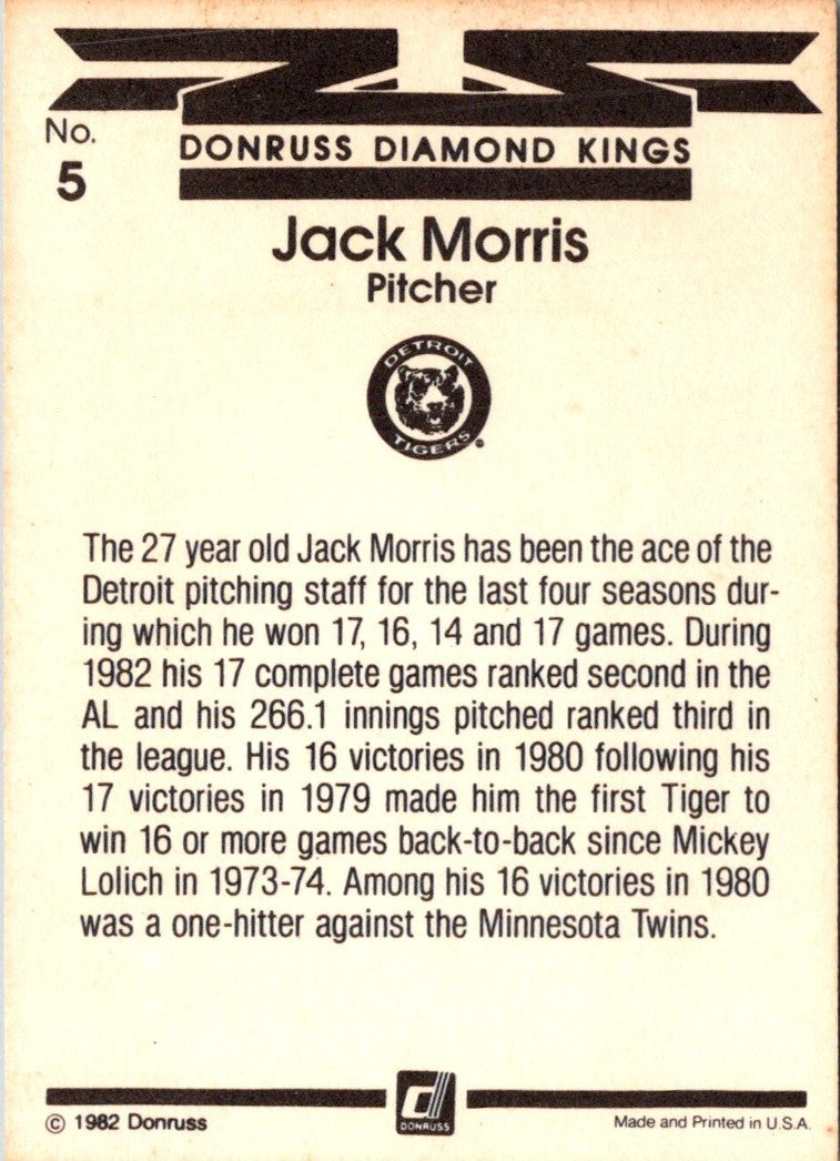 1983 Donruss Jack Morris