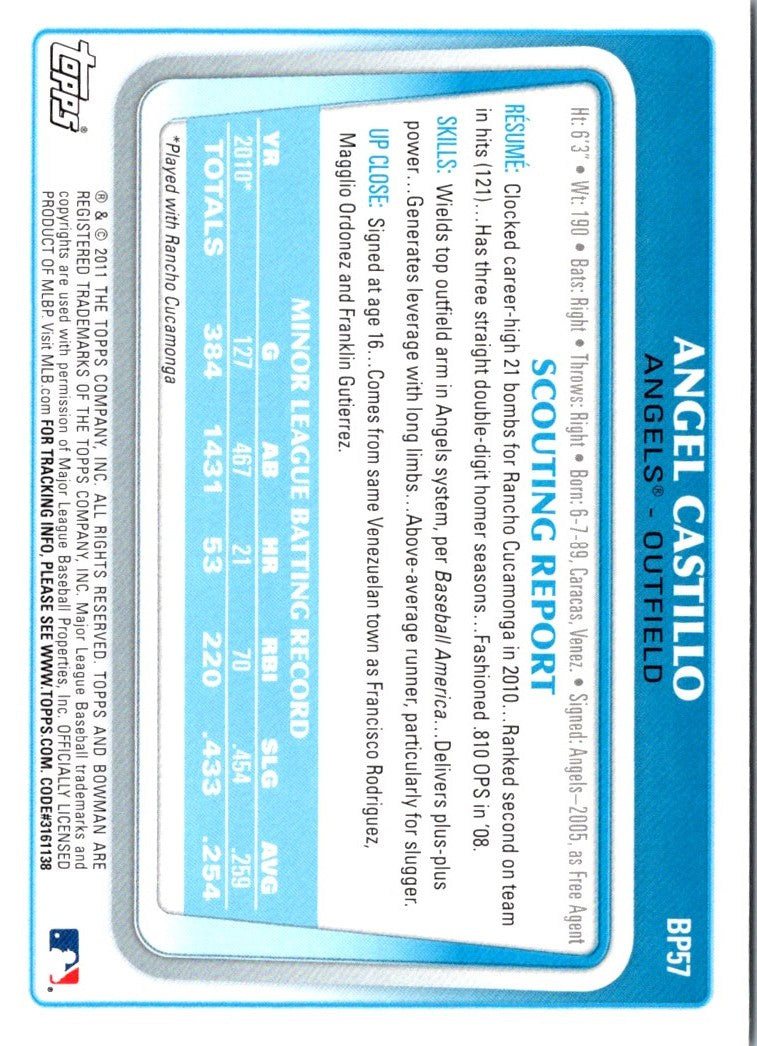 2011 Bowman Prospects Angel Castillo