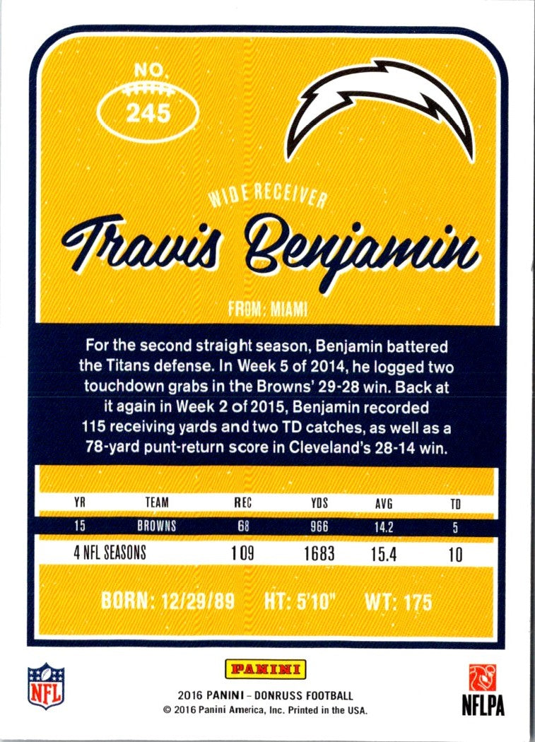 2016 Donruss Travis Benjamin