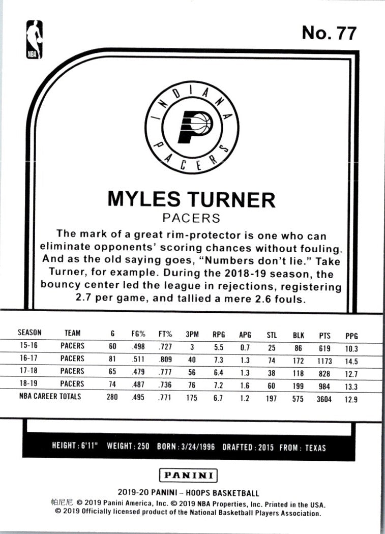 2019 Hoops Purple Myles Turner