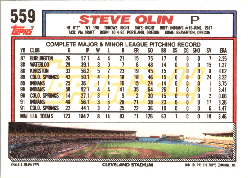 1992 O-Pee-Chee Steve Olin