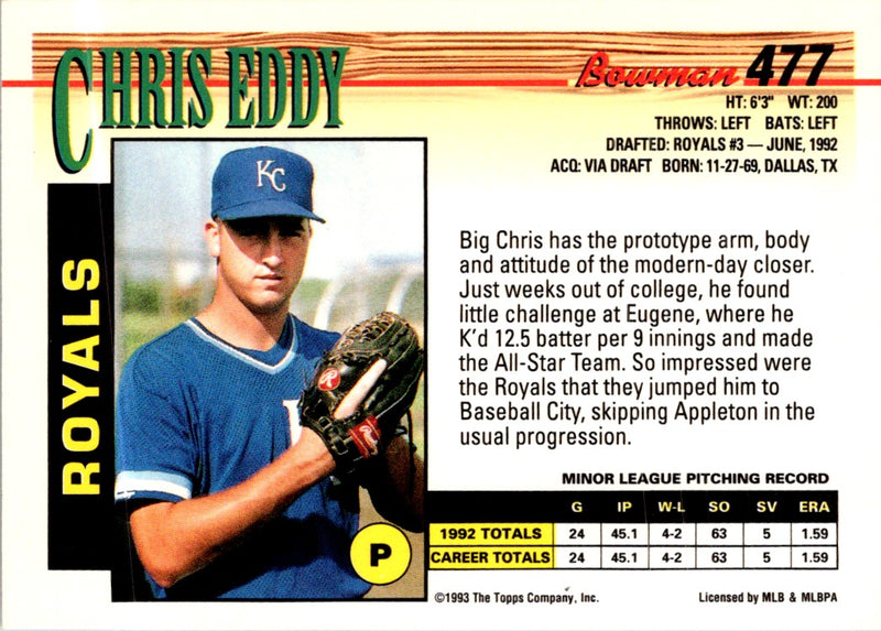 1993 Bowman Chris Eddy