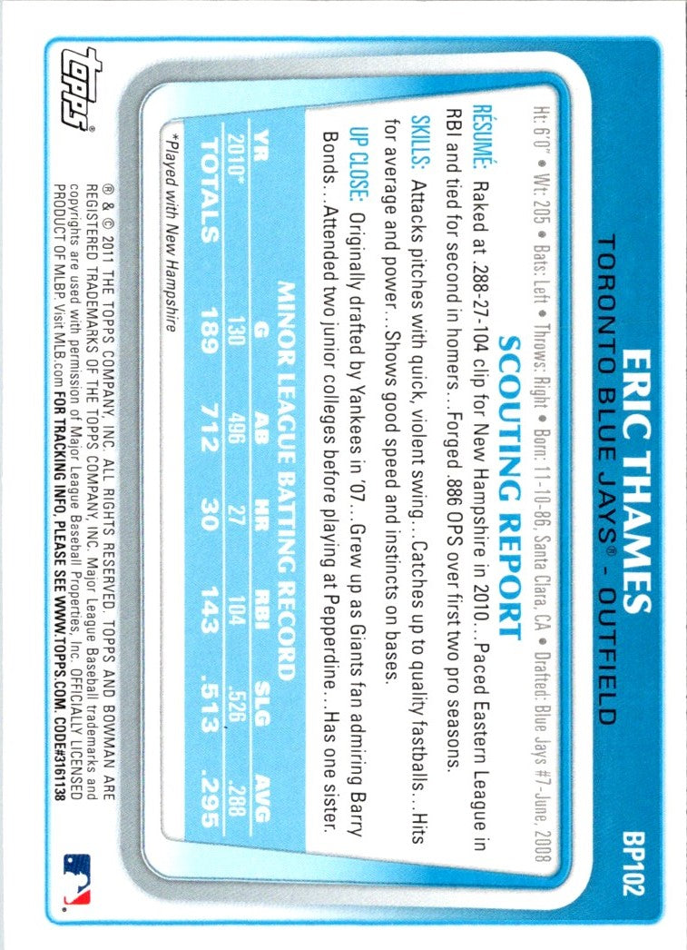 2011 Bowman Prospects Eric Thames