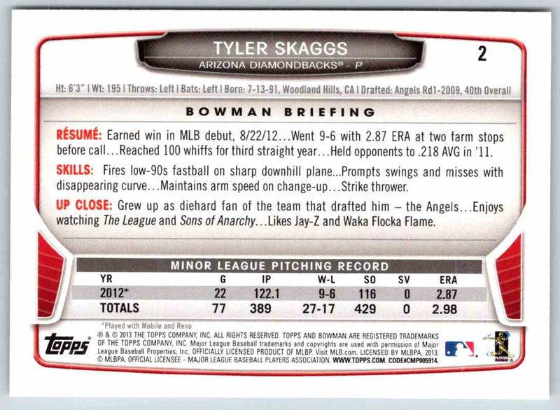 2013 Bowman Tyler Skaggs