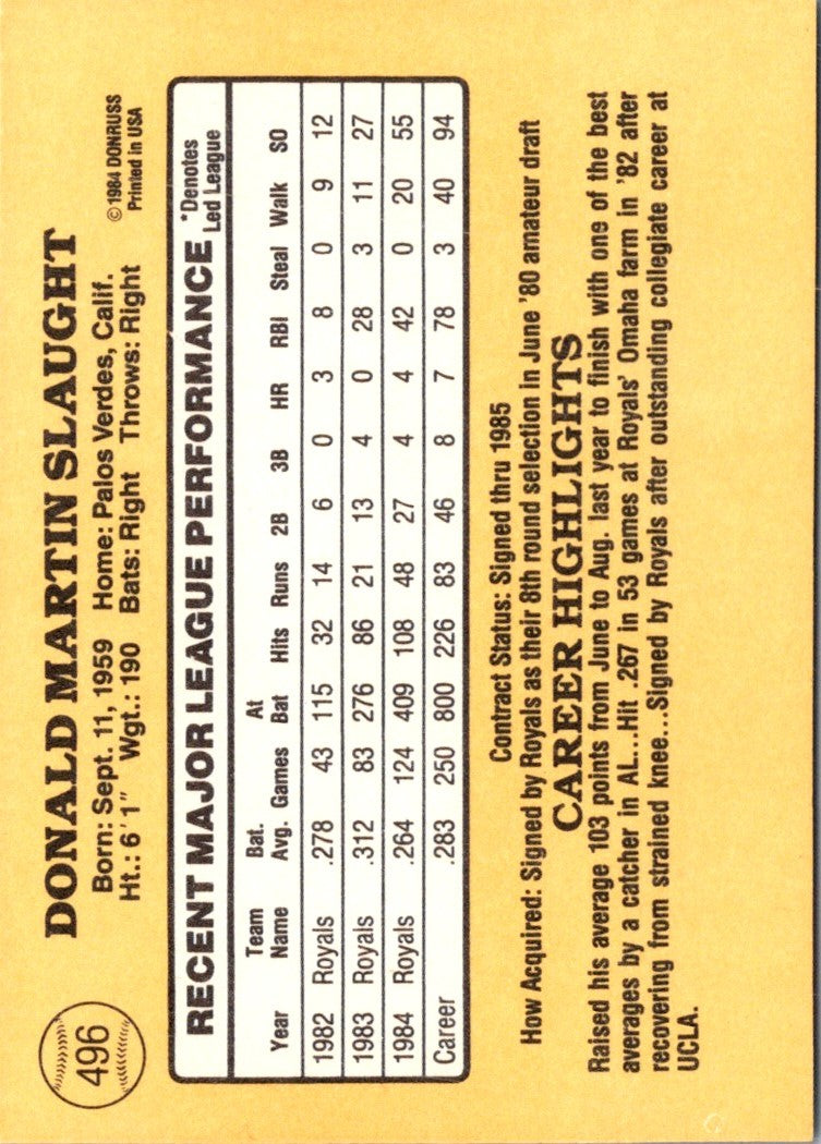 1985 Donruss Don Slaught