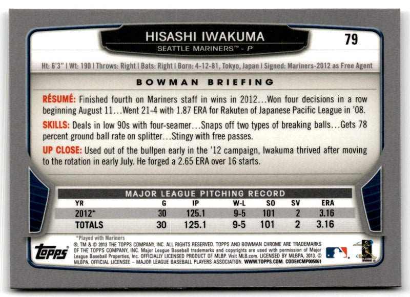 2013 Bowman Chrome Hisashi Iwakuma