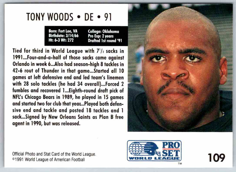 1991 Proset World League Tony Woods