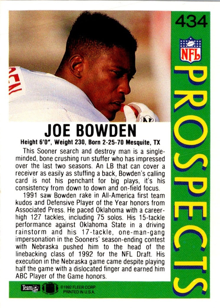 1992 Fleer Joe Bowden