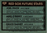 1980 Topps Red Sox Future Stars - Joel Finch/Mike O'Berry/Chuck Rainey #662 Rookie
