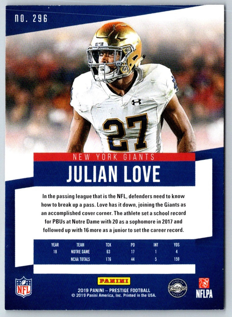 2019 Panini Prestige Rookie Xtra Points Signatures Julian Love