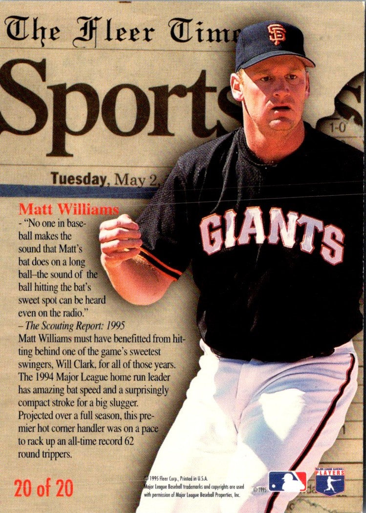 1995 Fleer Update Headliners Matt Williams