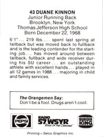 1989 Syracuse Orangemen Duane Kinnon #8