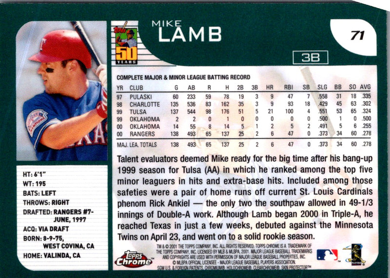 2001 Topps Chrome Mike Lamb