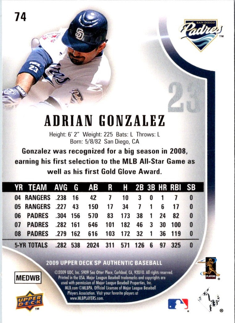 2009 SP Authentic Adrian Gonzalez