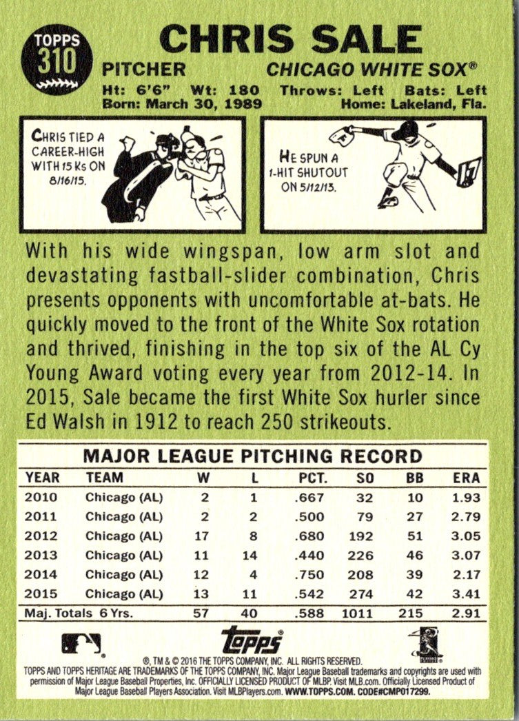 2016 Topps Heritage Chris Sale