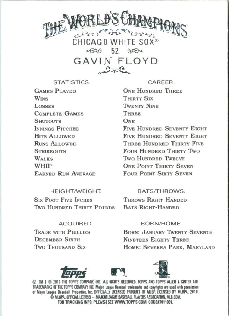 2010 Topps Allen & Ginter Gavin Floyd