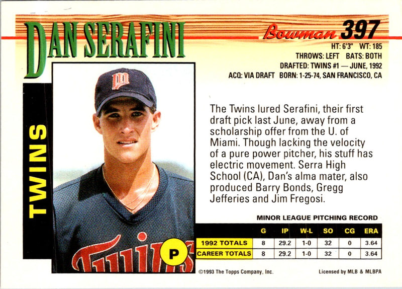 1993 Bowman Dan Serafini