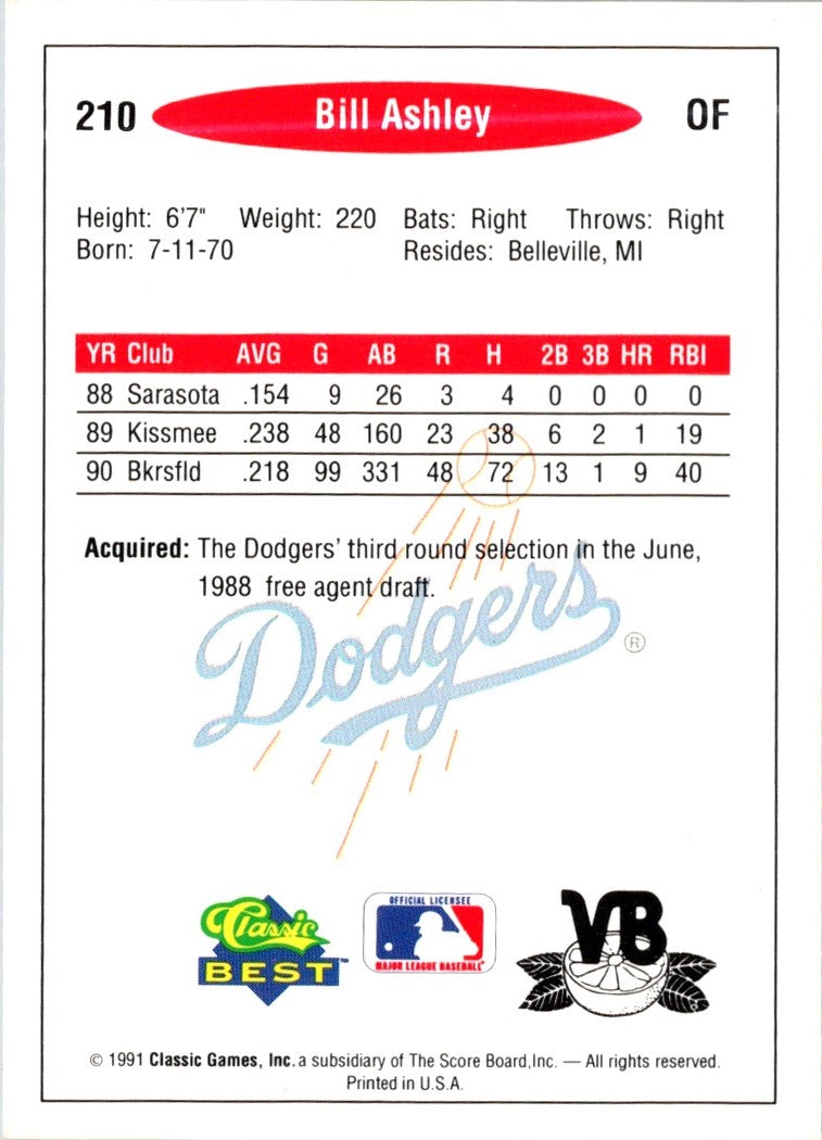 1991 Classic Best Bill Ashley