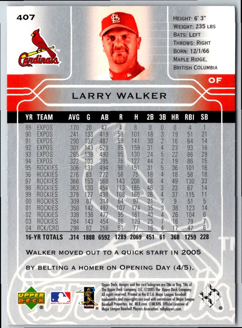 2005 Upper Deck Larry Walker