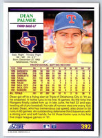 1991 Score Dean Palmer #392