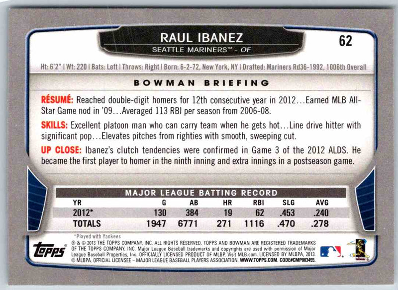 2014 Bowman Raul Ibanez