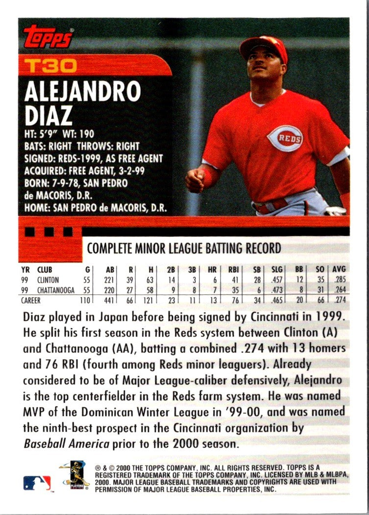 2000 Topps Chrome Traded & Rookies Alejandro Diaz