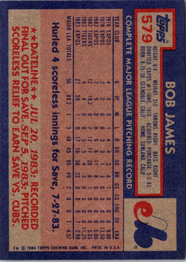 1984 Topps Bob James