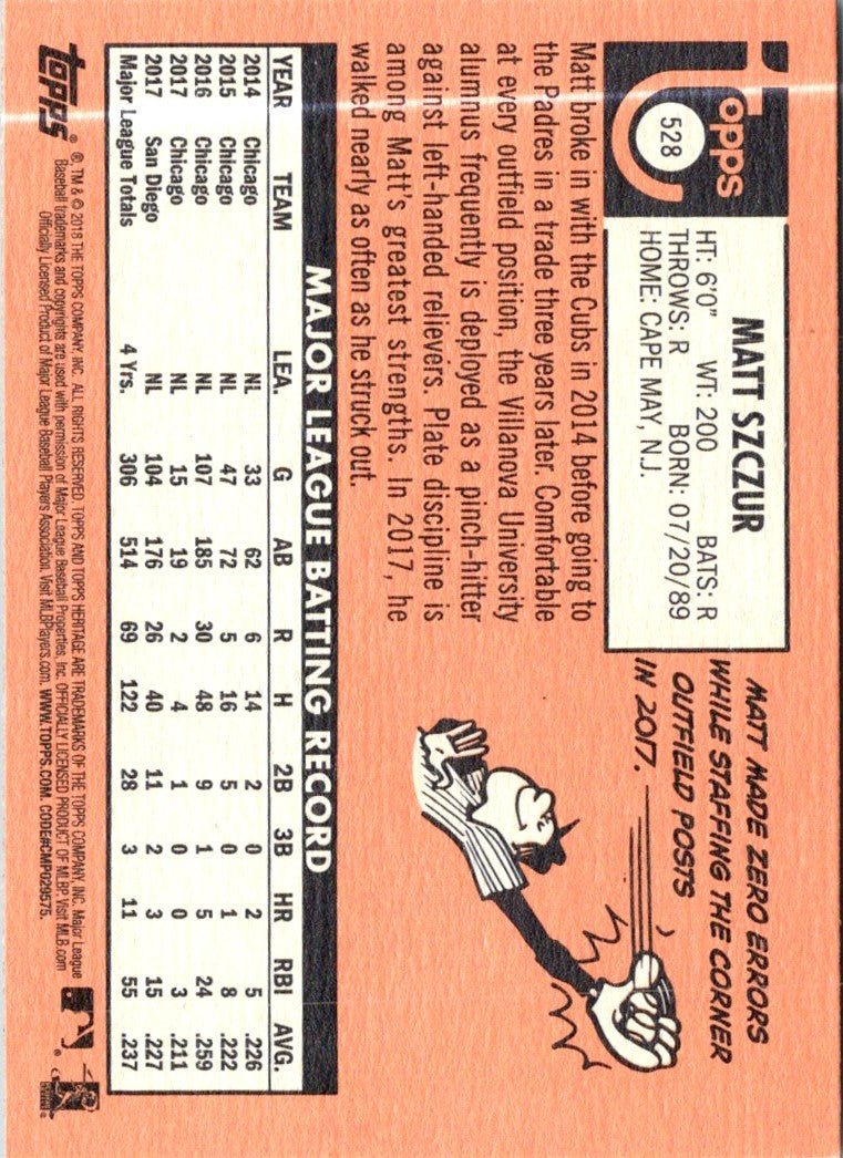 2018 Topps Heritage Matt Szczur