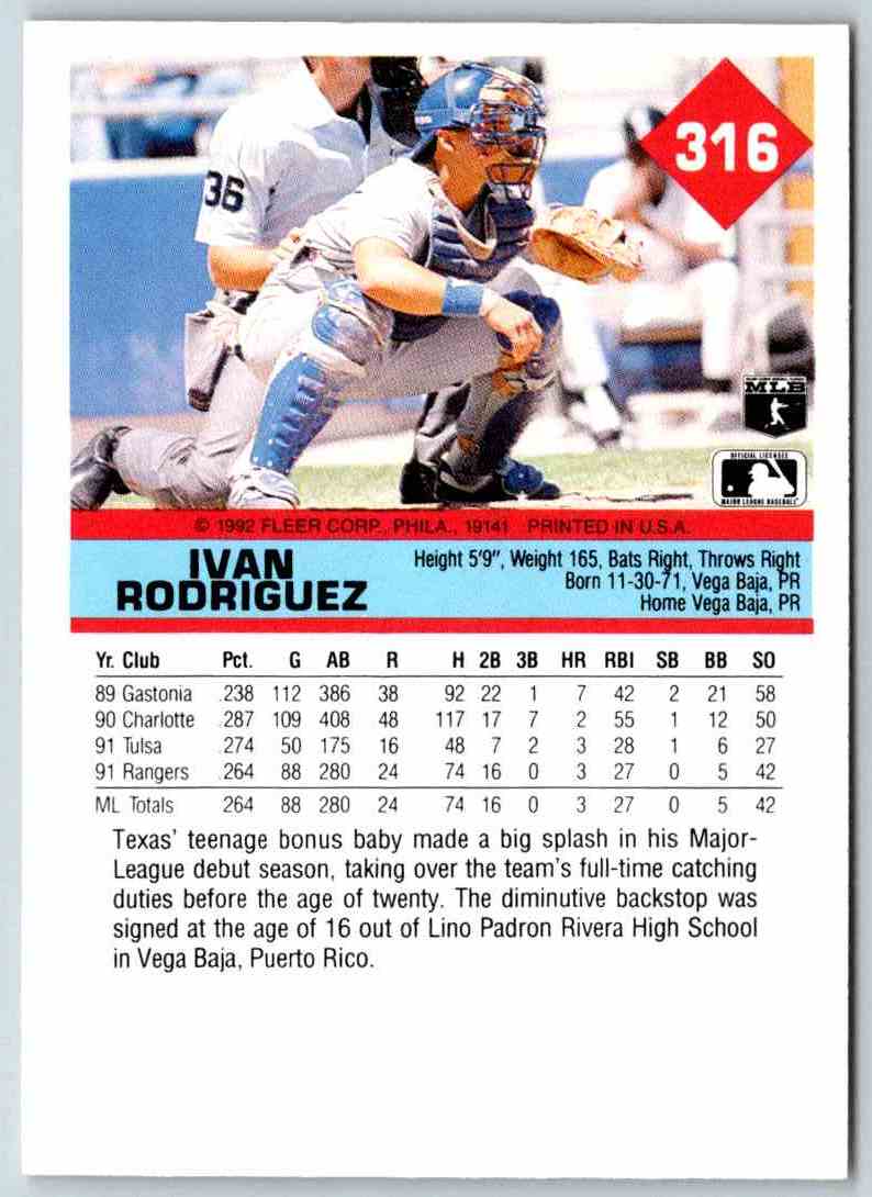 1992 Fleer Ivan Rodriguez