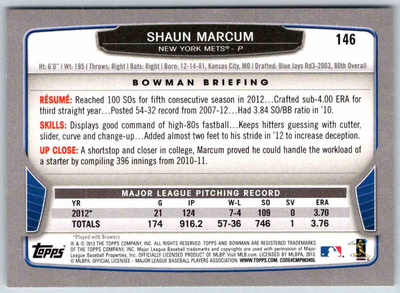 2013 Bowman Shaun Marcum