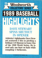 1990 Topps Woolworth Baseball Highlights Dave Stewart #25