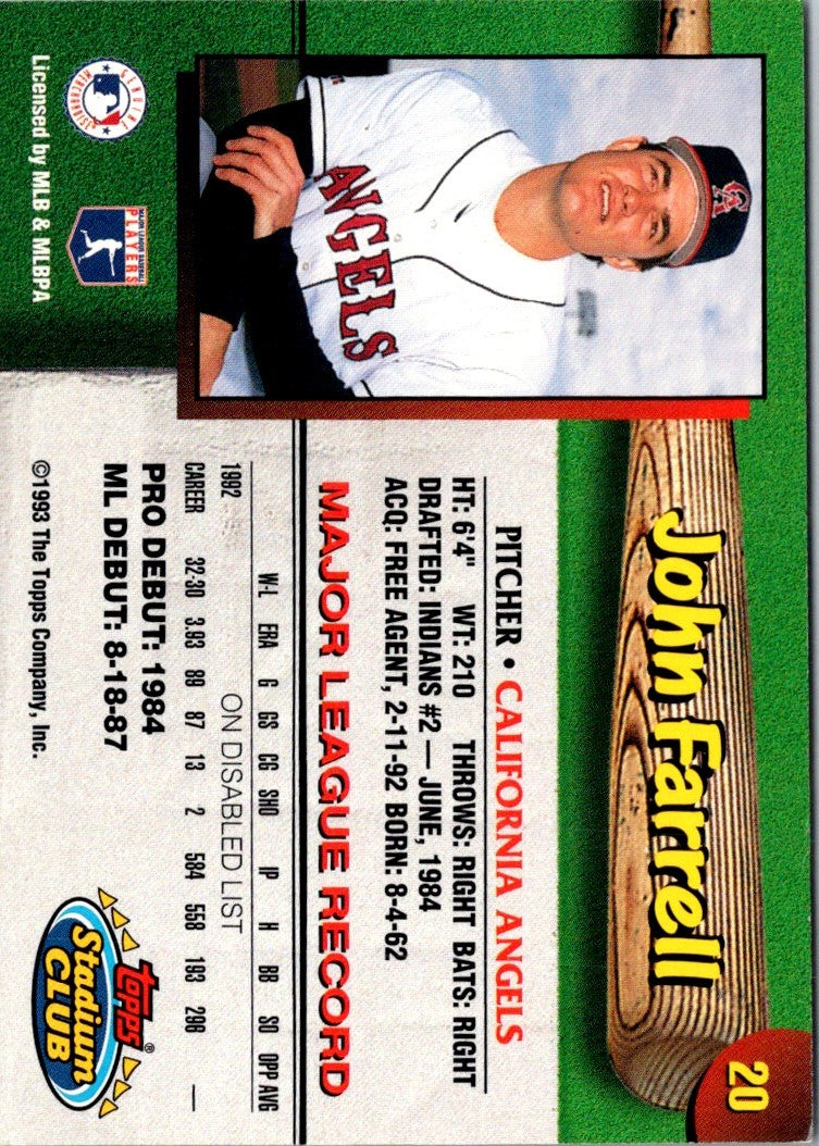 1993 Stadium Club California Angels John Farrell