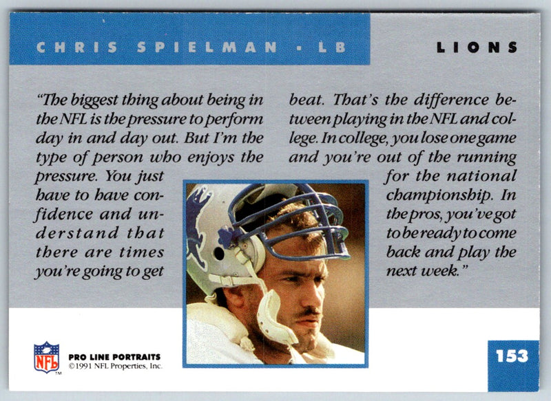 1991 Pro Line Portraits Chris Spielman