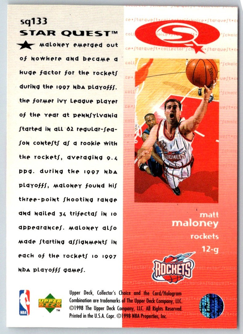1997 Collector's Choice StarQuest Matt Maloney