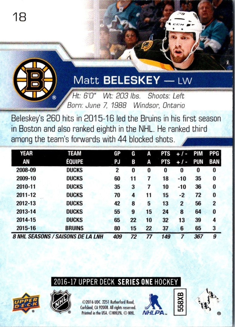 2016 Upper Deck Matt Beleskey